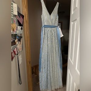 Light blue and pale gold prom dress. Size 1/2. Unaltered